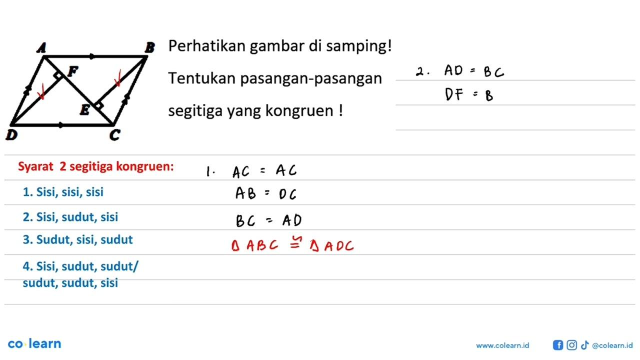 Perhatikan gambar di samping! Tentukan pasangan-pasangan