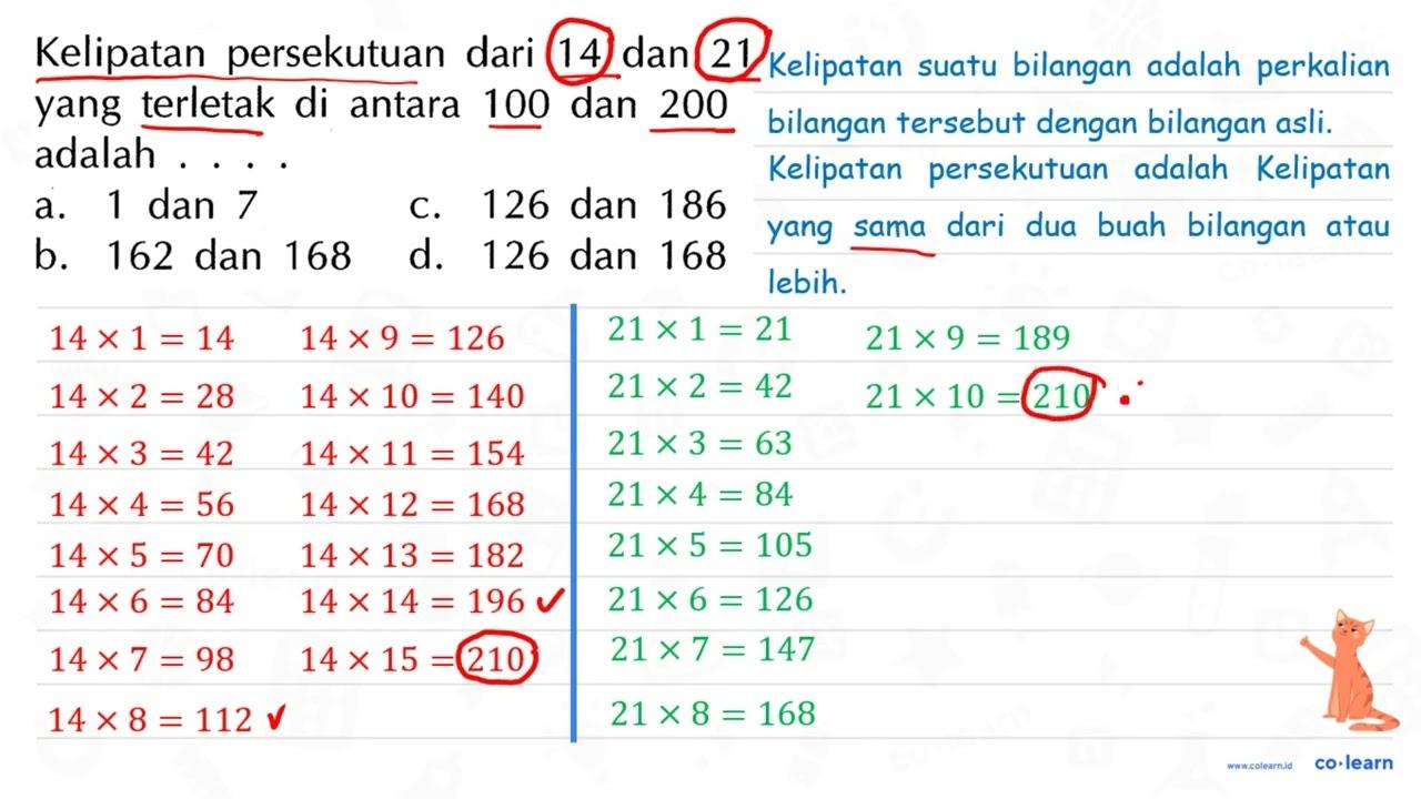 Kelipatan persekutuan dari 14 dan 21 yang terletak di