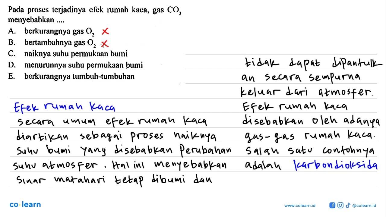 Pada proses terjadinya efek rumah kaca, gas CO2 menyebabkan