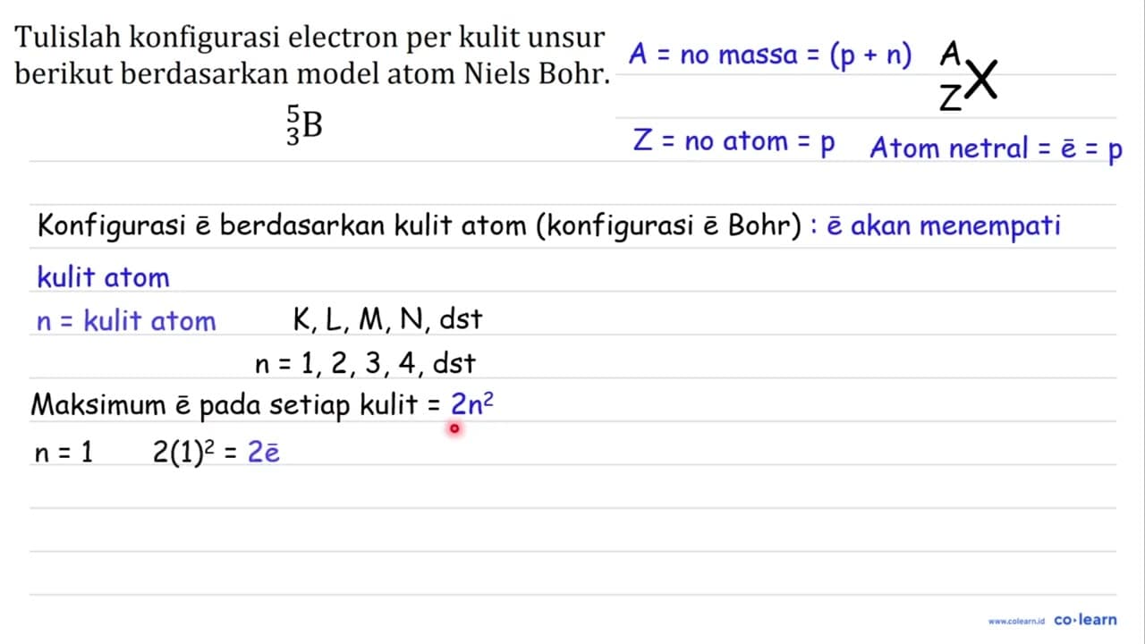 Tulislah konfigurasi electron per kulit unsur berikut