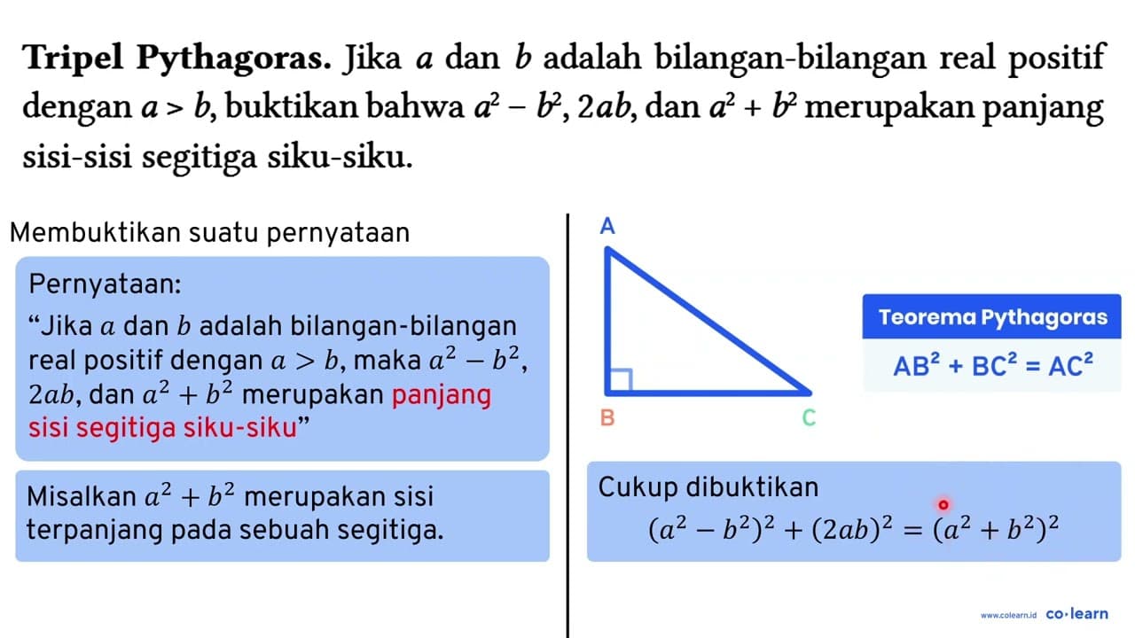 Tripel Pythagoras. Jika a dan b adalah bilangan-bilangan