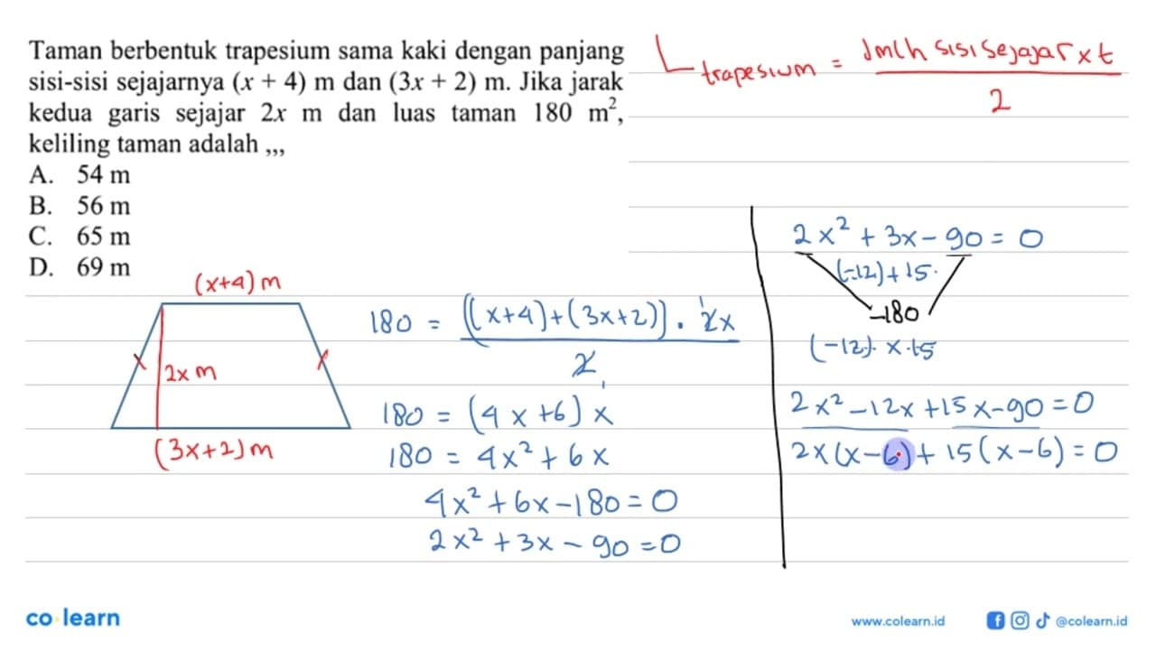 Taman berbentuk trapesium sama kaki dengan panjang