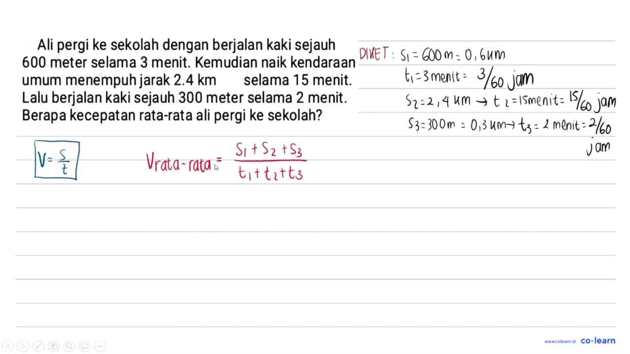 Ali pergi ke sekolah dengan berjalan kaki sejauh 600 meter