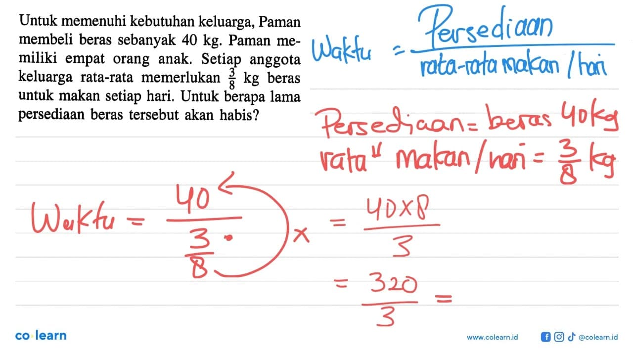 Untuk memenuhi kebutuhan keluarga, Paman membeli beras