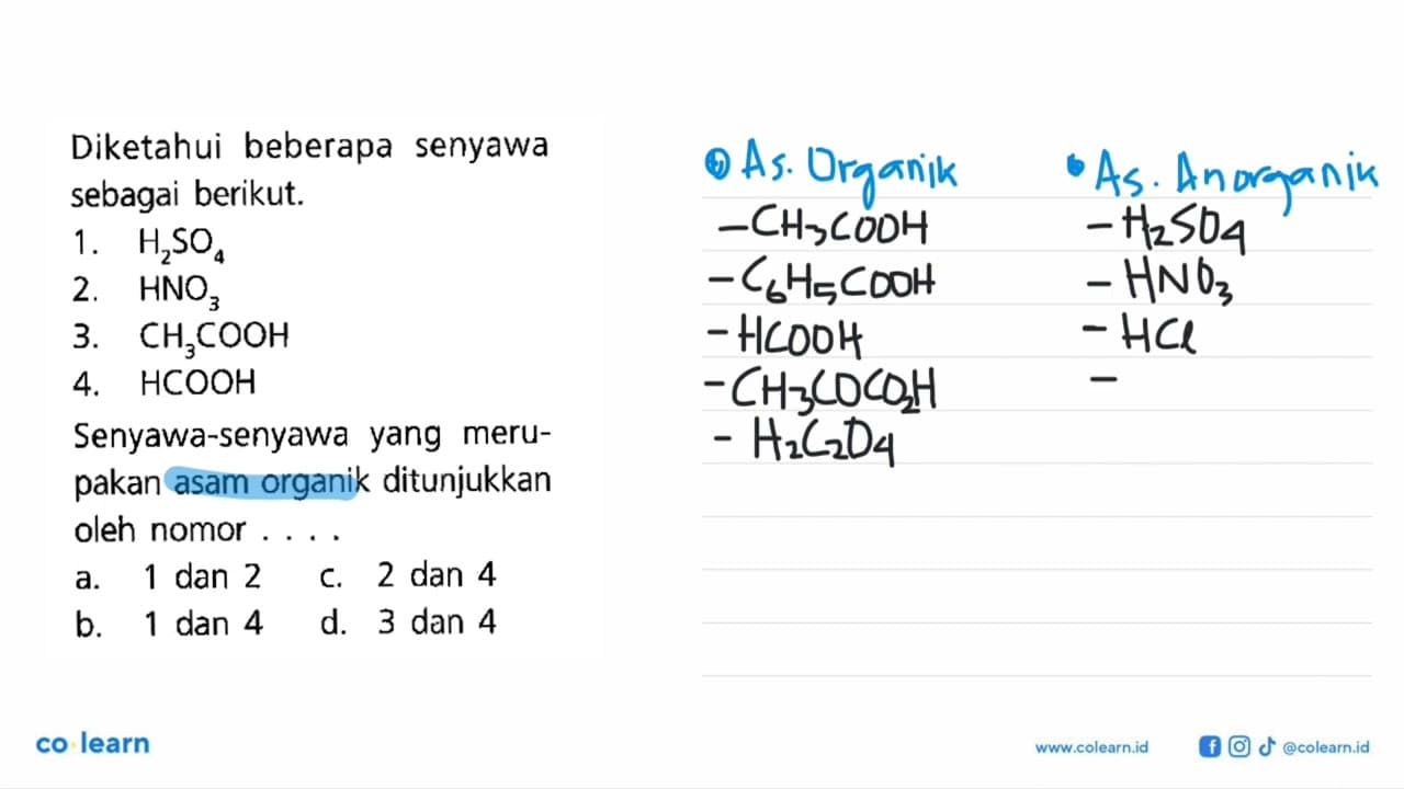 Diketahui beberapa senyawa sebagai berikut. 1. H2SO4 2.