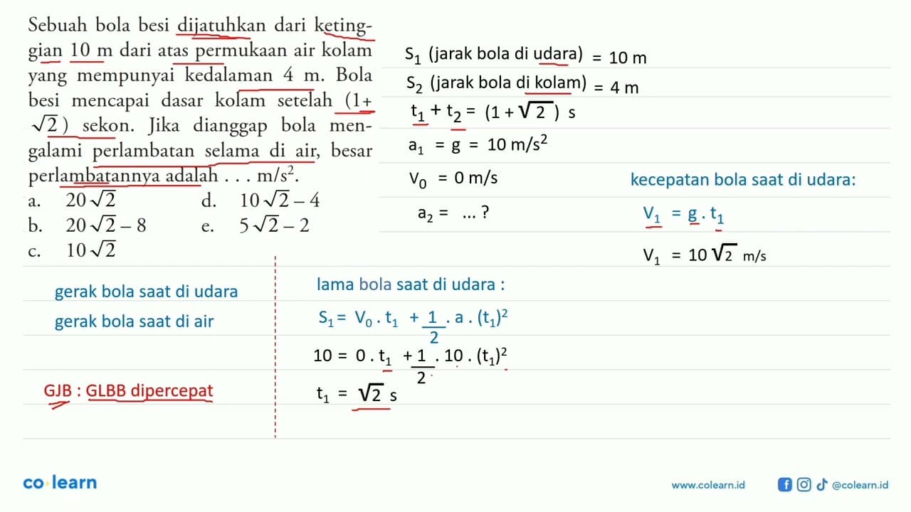 Sebuah bola besi dijatuhkan dari ketinggian 10 m dari atas