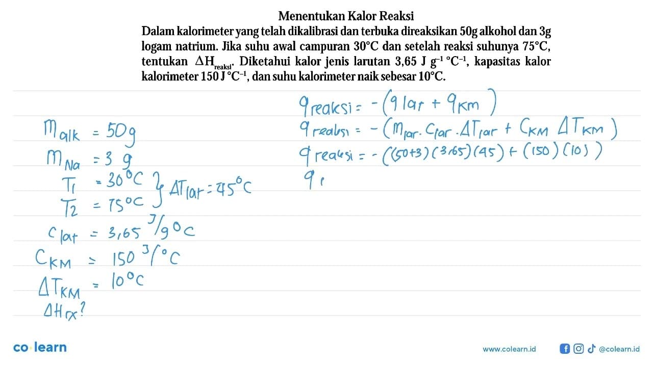 Menentukan Kalor Reaksi Dalam kalorimeter yang telah