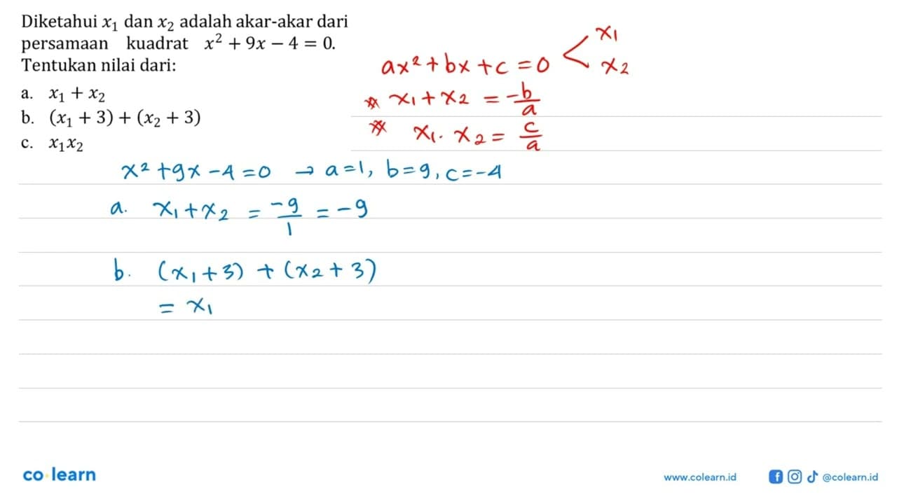 Diketahui x1 dan x2 adalah akar-akar dari persamaan kuadrat