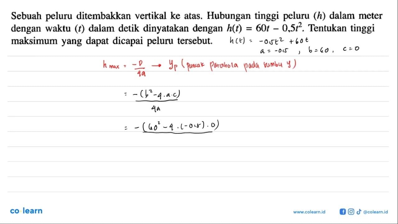 Sebuah peluru ditembakkan vertikal ke atas. Hubungan tinggi