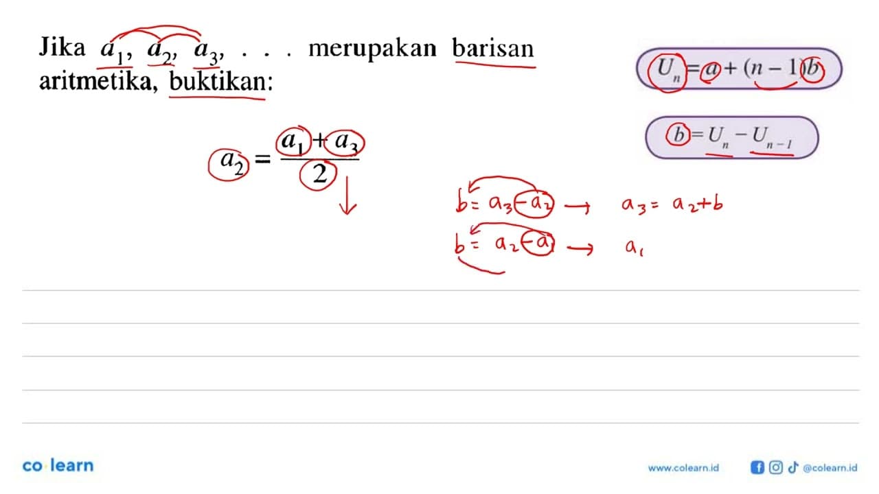 Jika a1, a2, a3, ... merupakan barisan aritmetika,