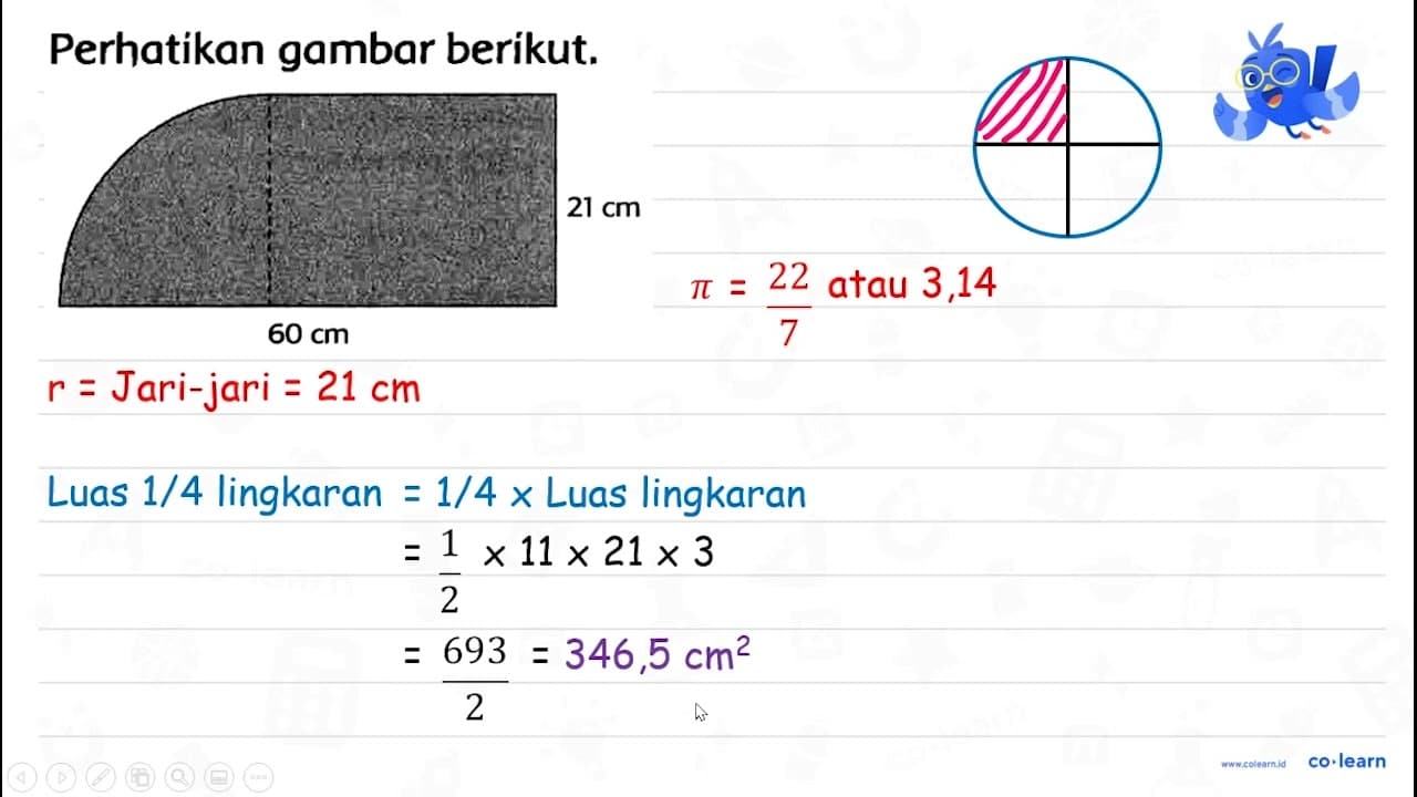 Perhatikan gambar berikut. 21 cm 60 cm Luas bangun gabungan