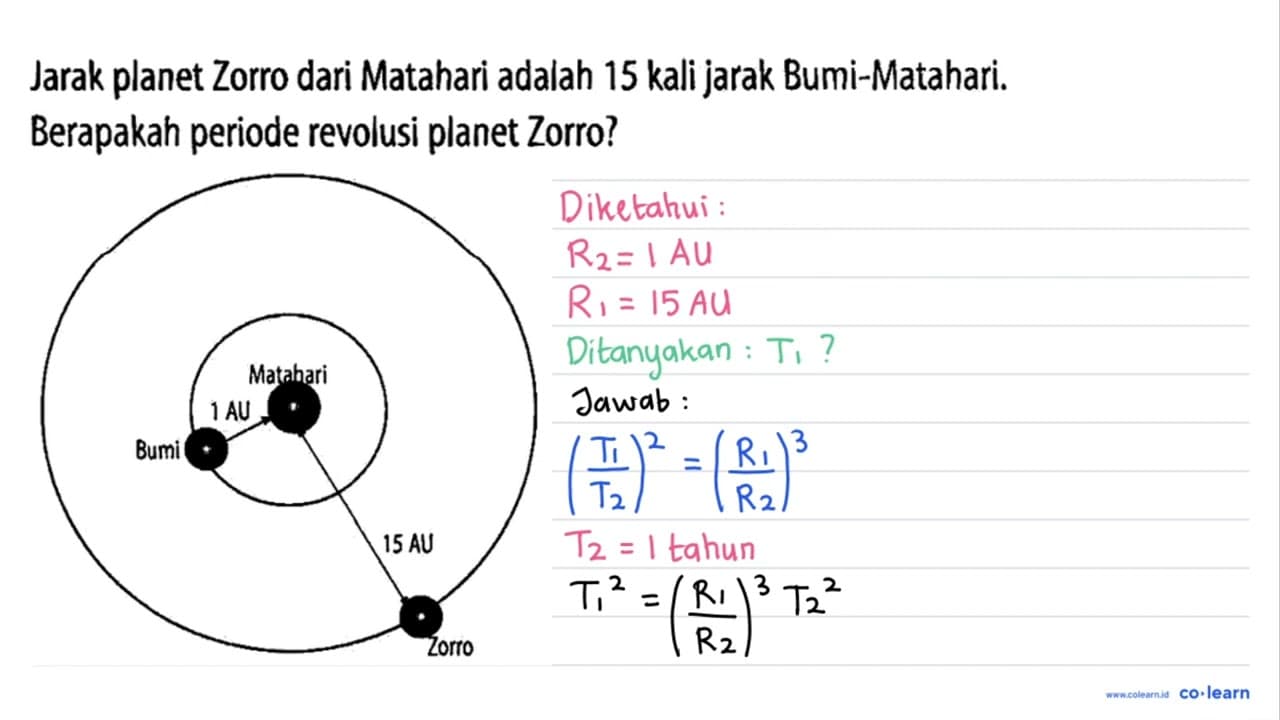 Jarak planet Zorro dari Matahari adalah 15 kali jarak