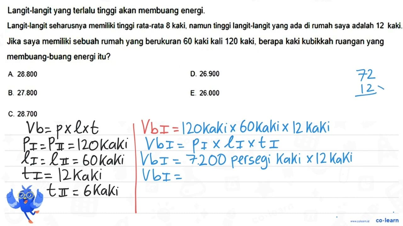 Langit-langit yang terlalu tinggi akan membuang energi.