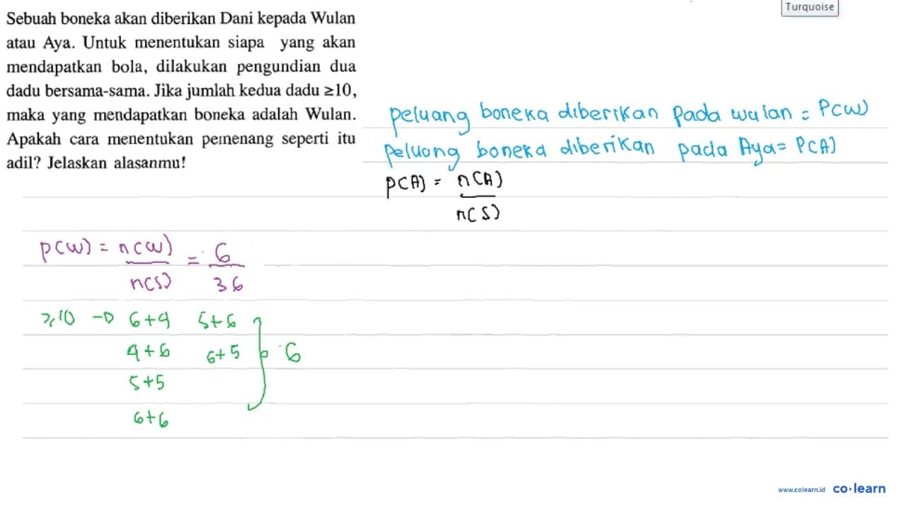 Sebuah boneka akan diberikan Dani kepada Wulan atau Aya.