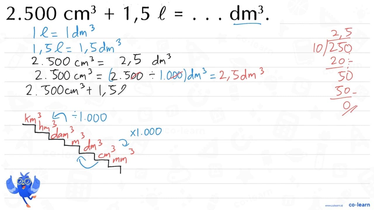 2.500 cm^3 +1,5 l = ... dm^3.