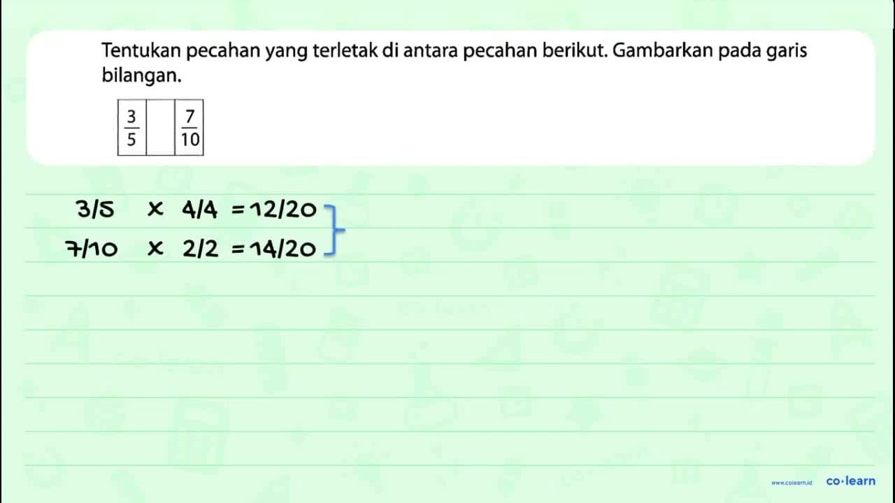 Tentukan pecahan yang terletak di antara pecahan berikut.