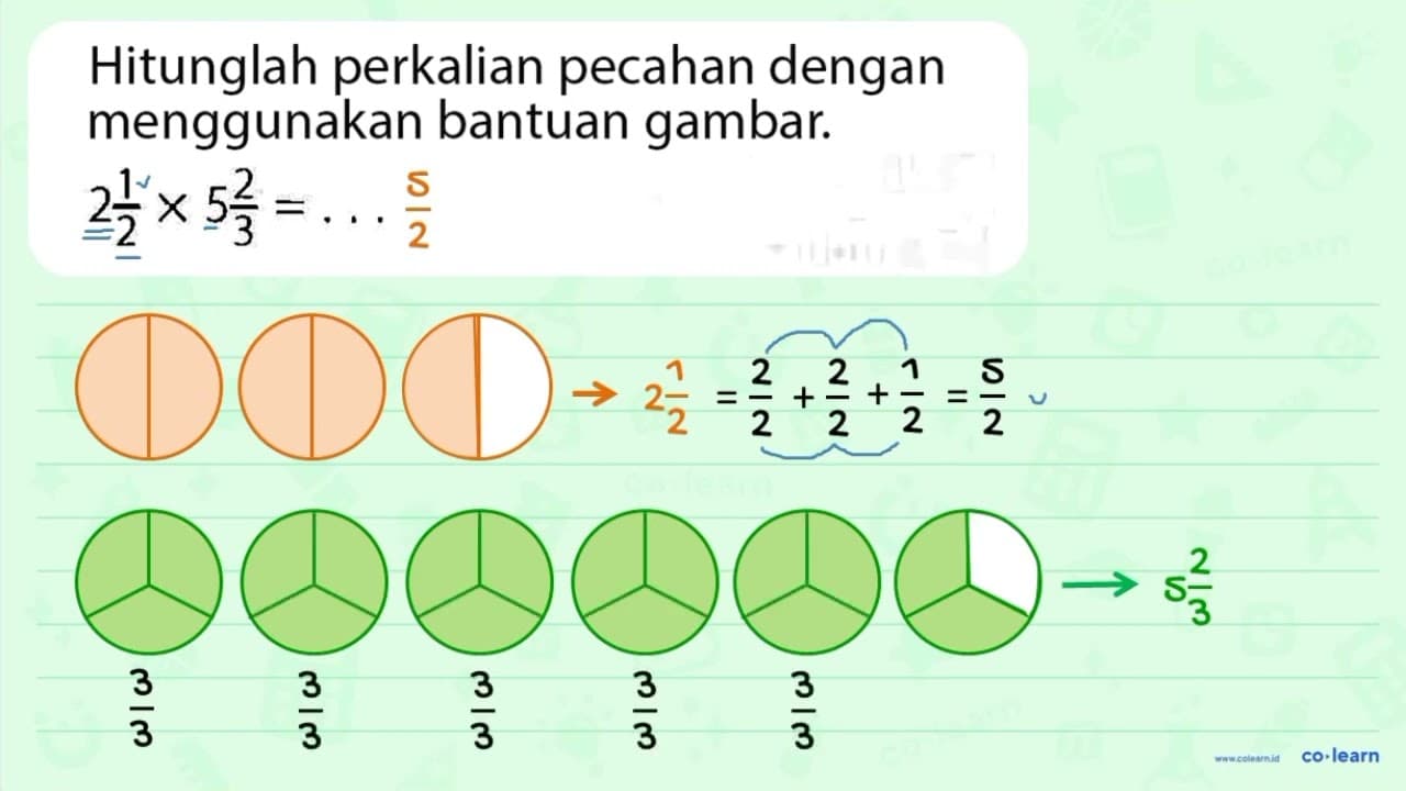 Hitunglah perkalian pecahan dengan menggunakan bantuan