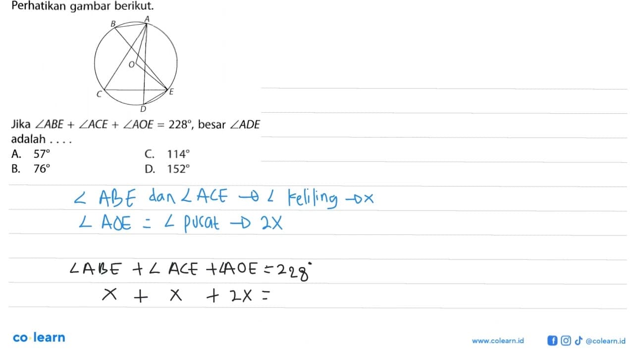 Perhatikan gambar berikut.BCAODEJika sudut ABE+sudut