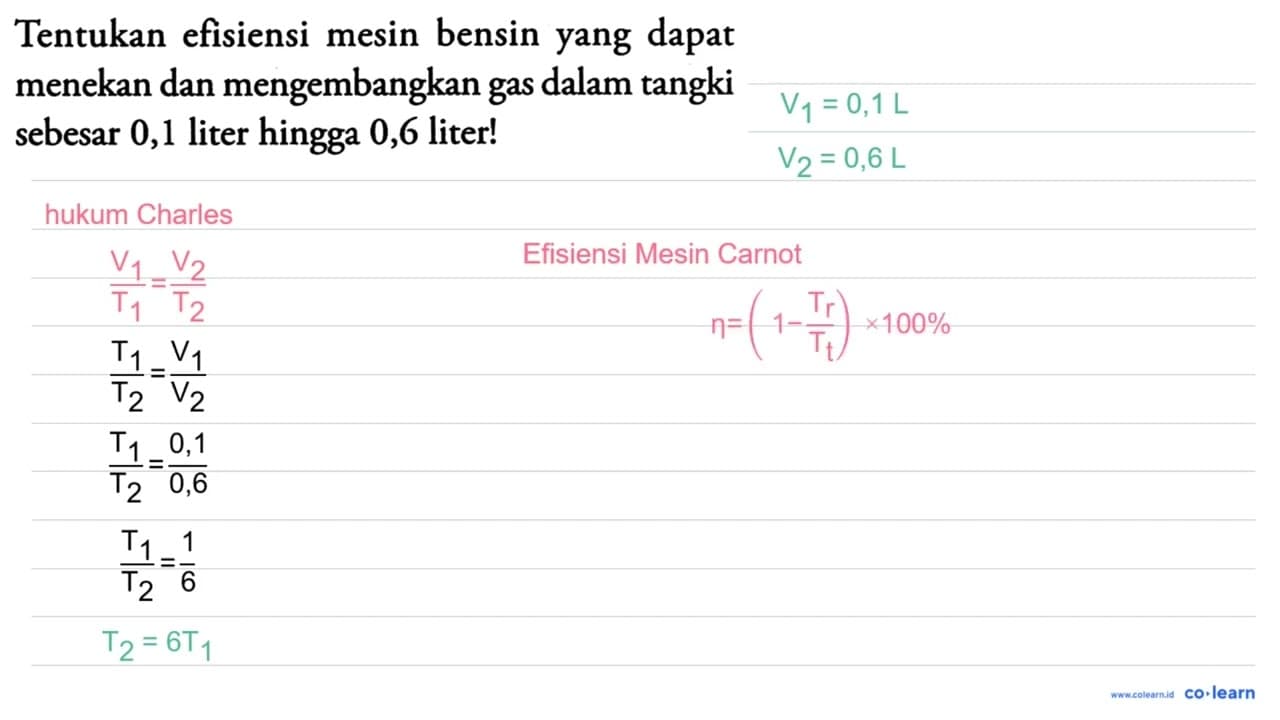 Tentukan efisiensi mesin bensin yang dapat menekan dan