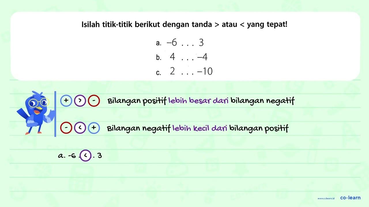 a. -6 ... 3 b. 4 ... -4 c. 2 ... -10