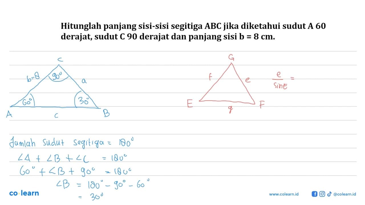 Hitunglah panjang sisi-sisi segitiga ABC jika diketahui