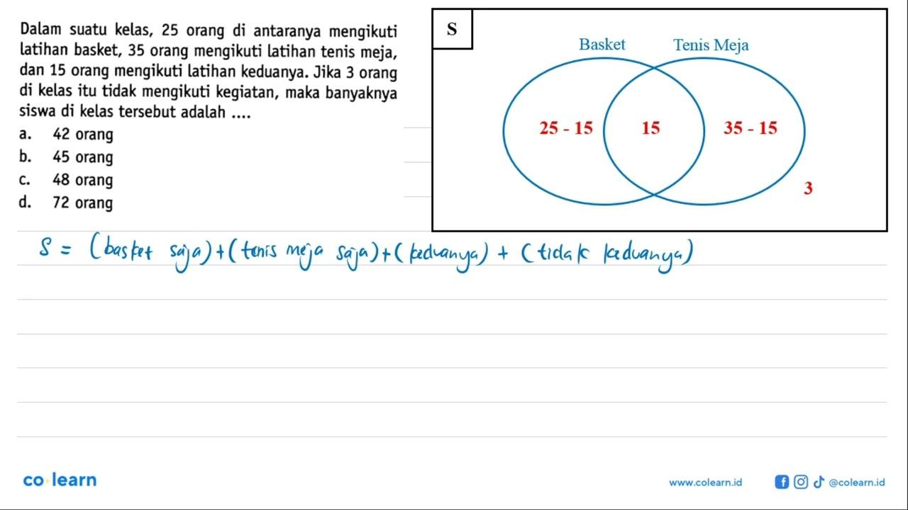 Dalam suatu kelas, 25 orang di antaranya mengikuti latihan