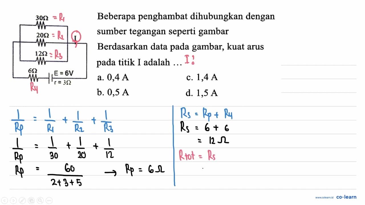 Beberapa penghambat dihubungkan dengan sumber tegangan