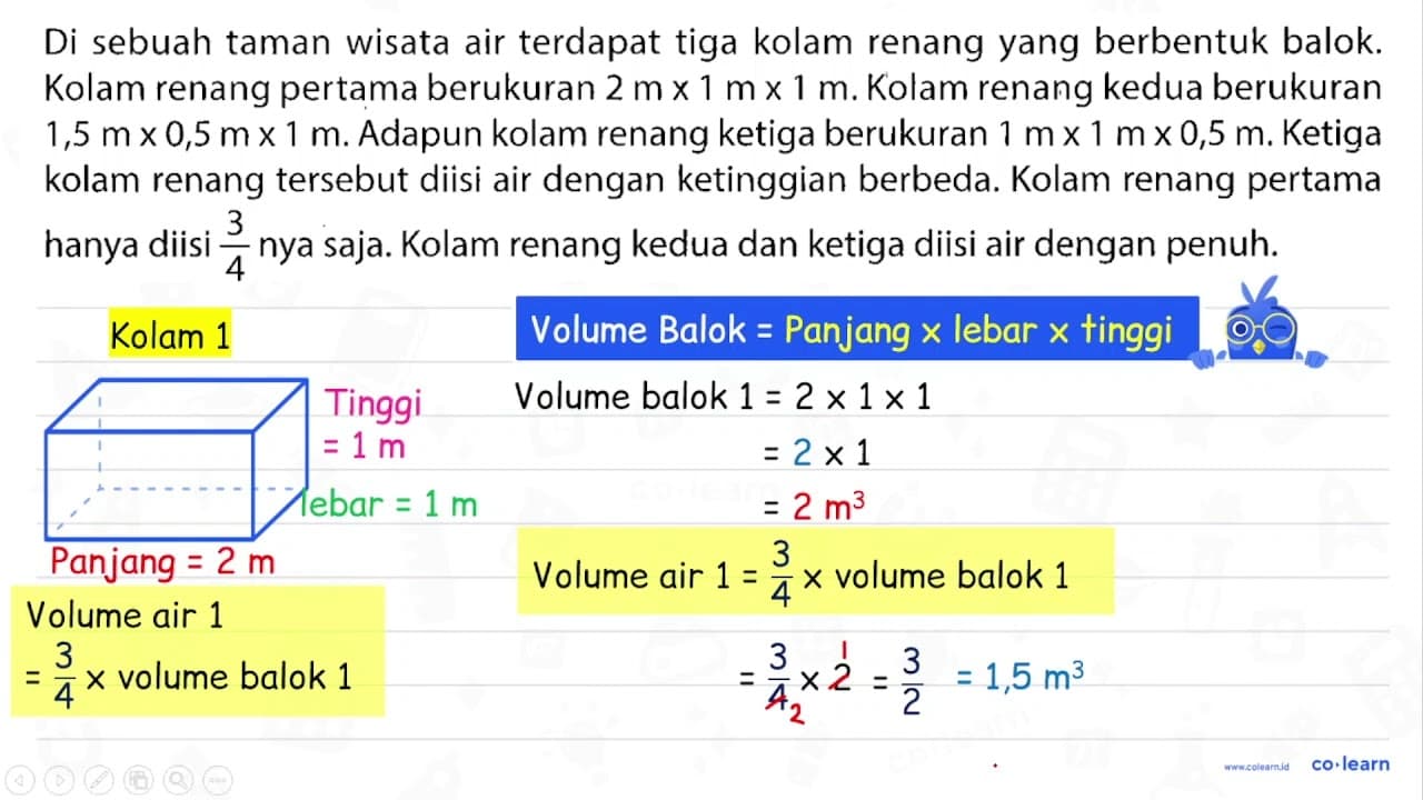 Di sebuah taman wisata air terdapat tiga kolam renang yang