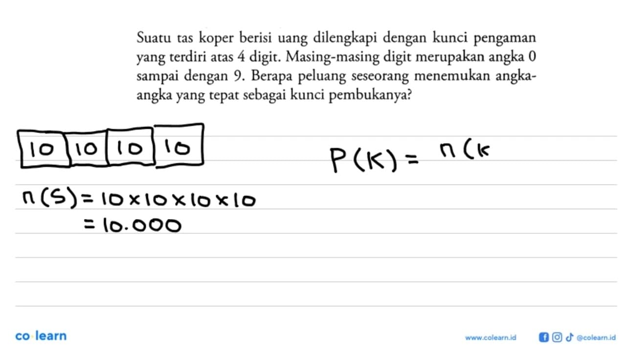 Suatu tas koper berisi uang dilengkapi dengan kunci