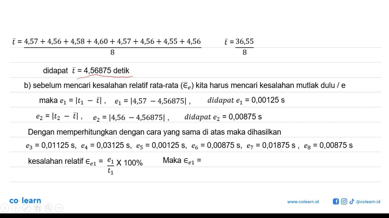 Delapan anak menentukan waktu ayun bandul. Masingmasing