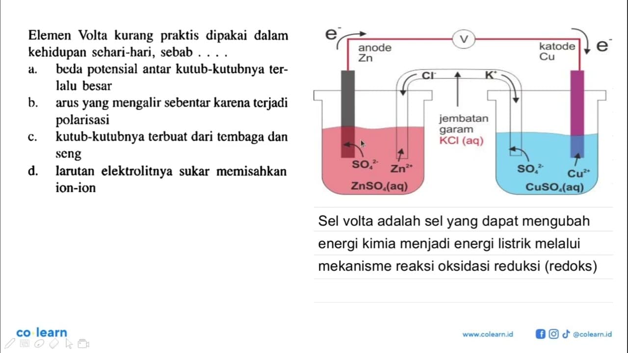 Elemen Volta kurang praktis dipakai dalam kehidupan