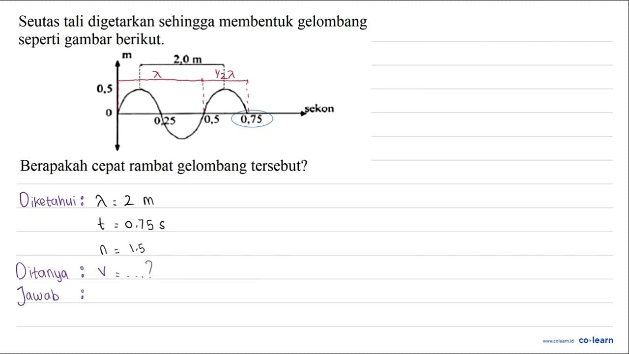 Seutas tali digetarkan sehingga membentuk gelombang seperti