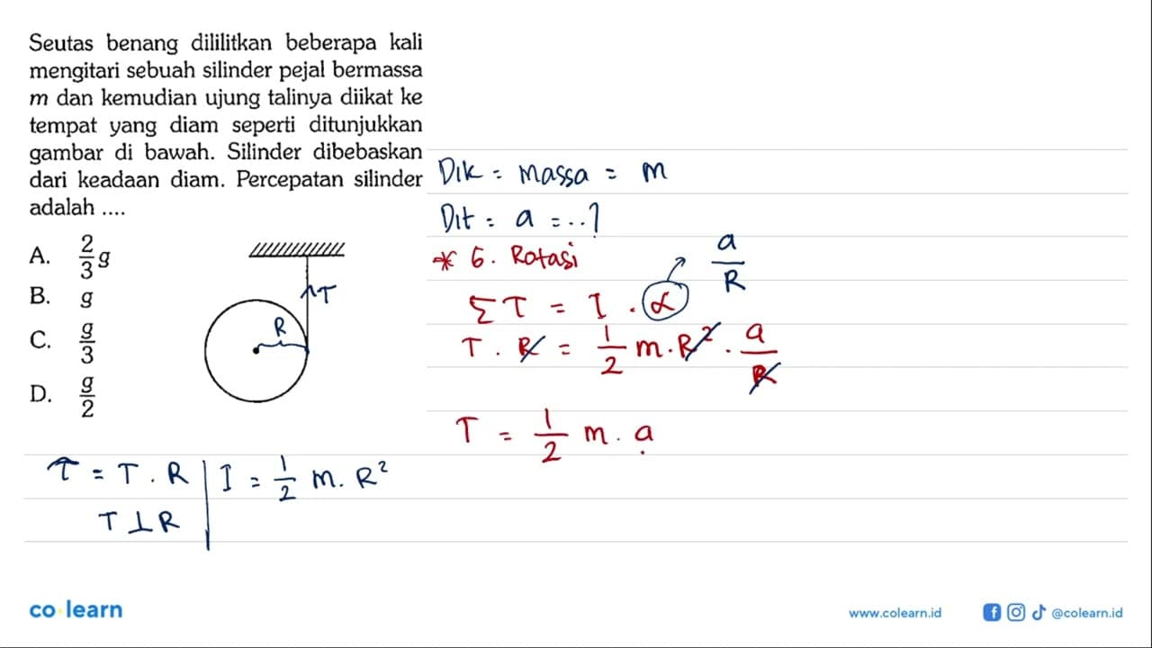 Seutas benang dililitkan beberapa kali mengitari sebuah