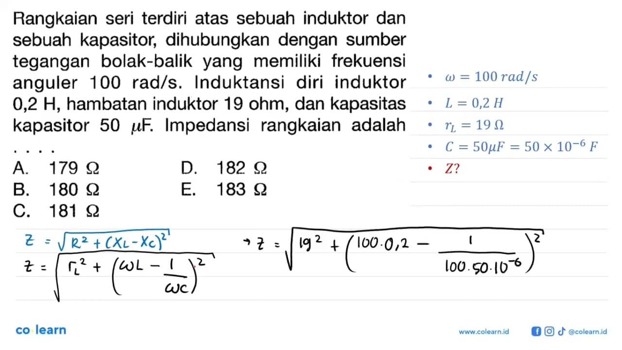 Rangkaian seri terdiri atas sebuah induktor dan sebuah