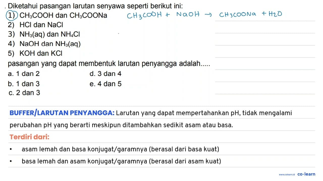 Diketahui pasangan larutan senyawa seperti berikut ini: 1)