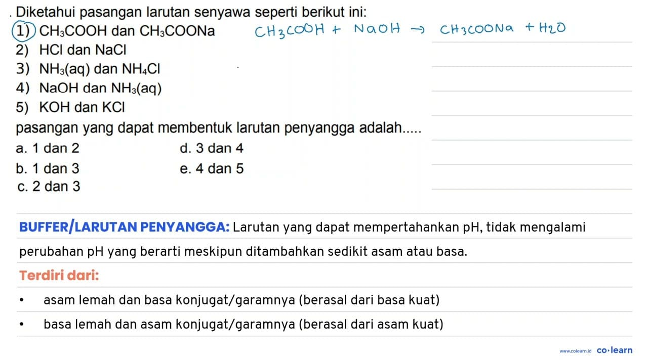 Diketahui pasangan larutan senyawa seperti berikut ini: 1)