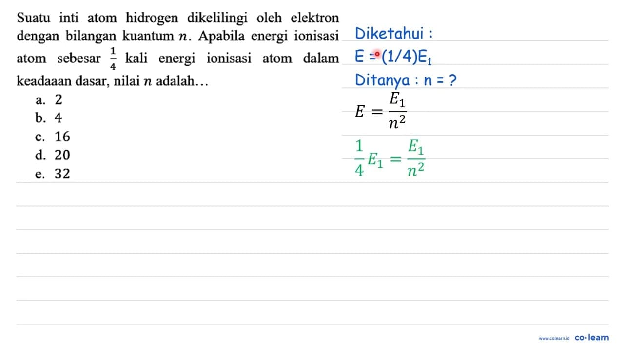 Suatu inti atom hidrogen dikelilingi oleh elektron dengan