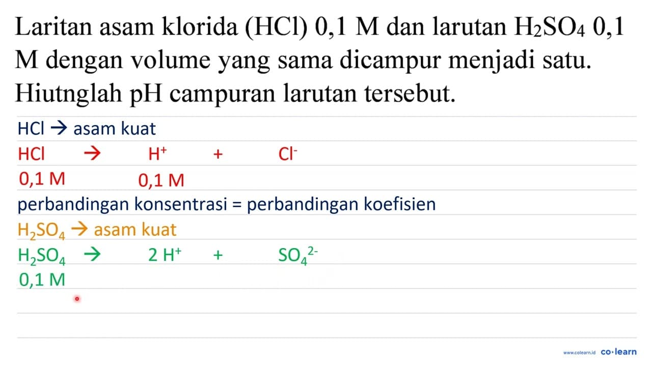 Laritan asam klorida (HCl) 0,1 M dan larutan H_(2) SO_(4)