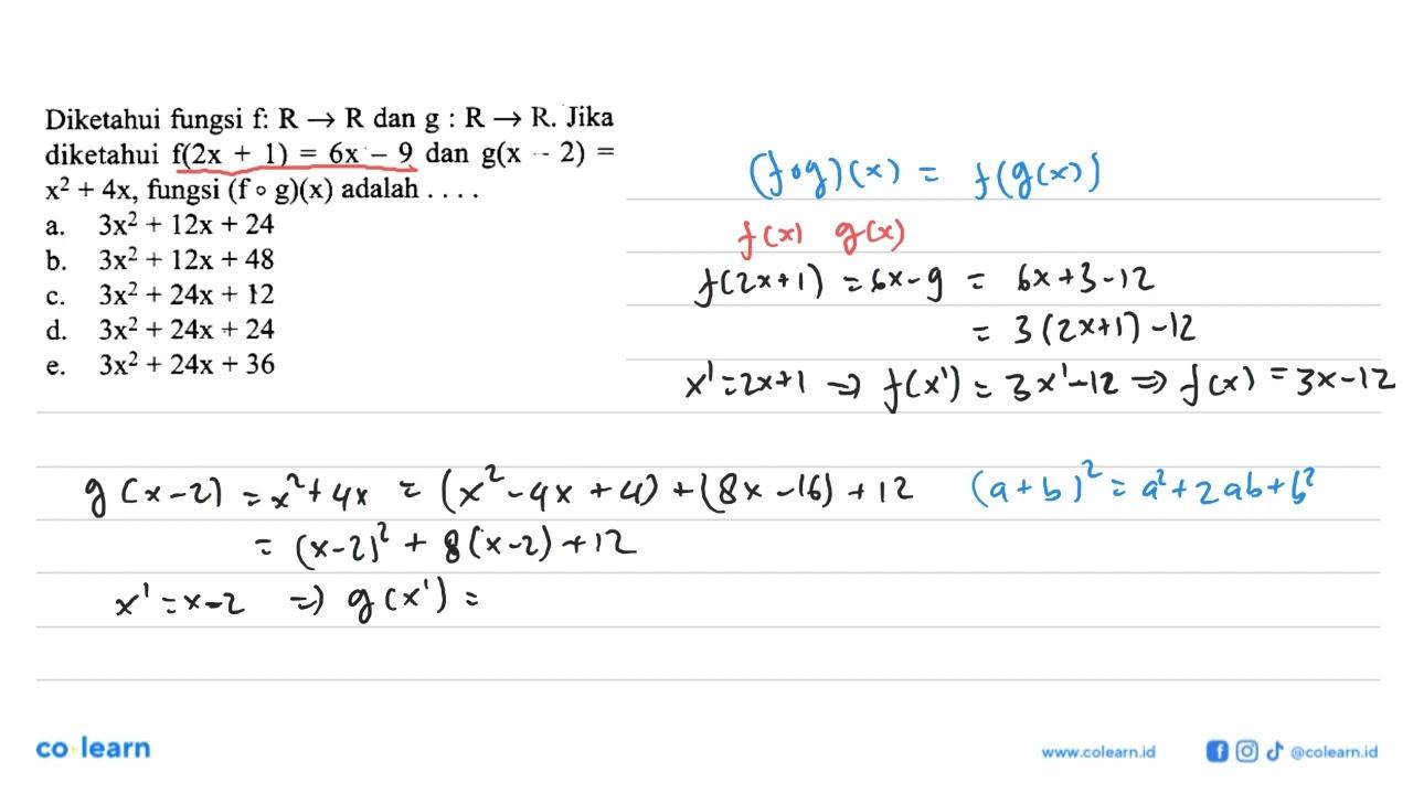 Diketahui fungsi f:R->R dan g:R->R. Jika diketahui