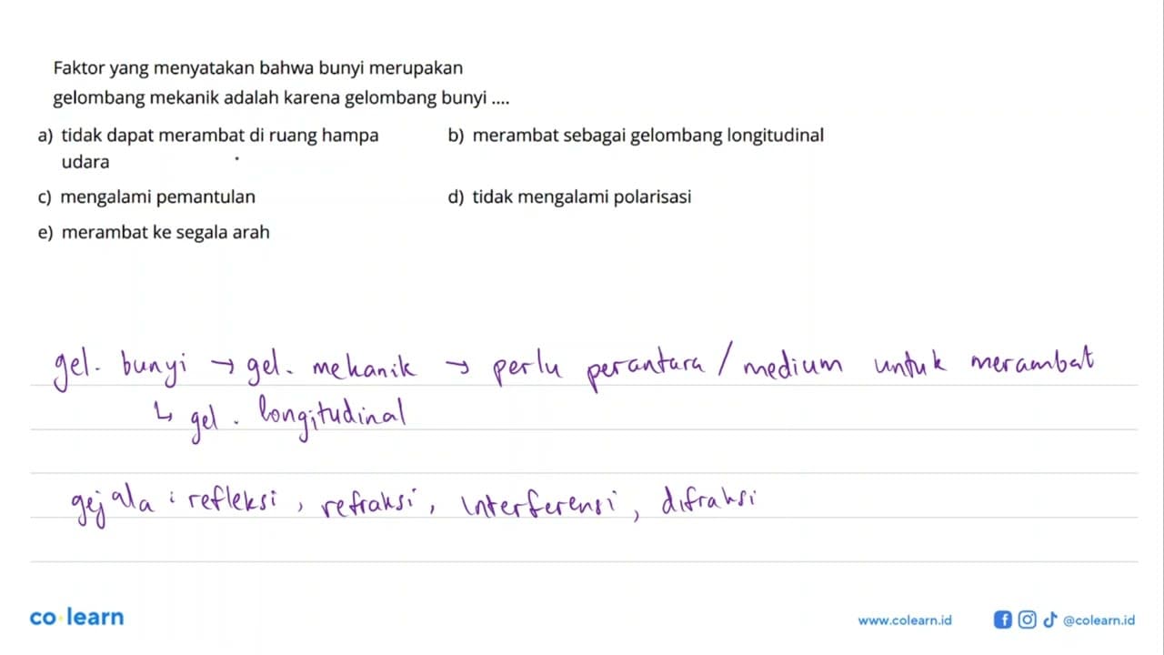 Faktor yang menyatakan bahwa bunyi merupakangelombang