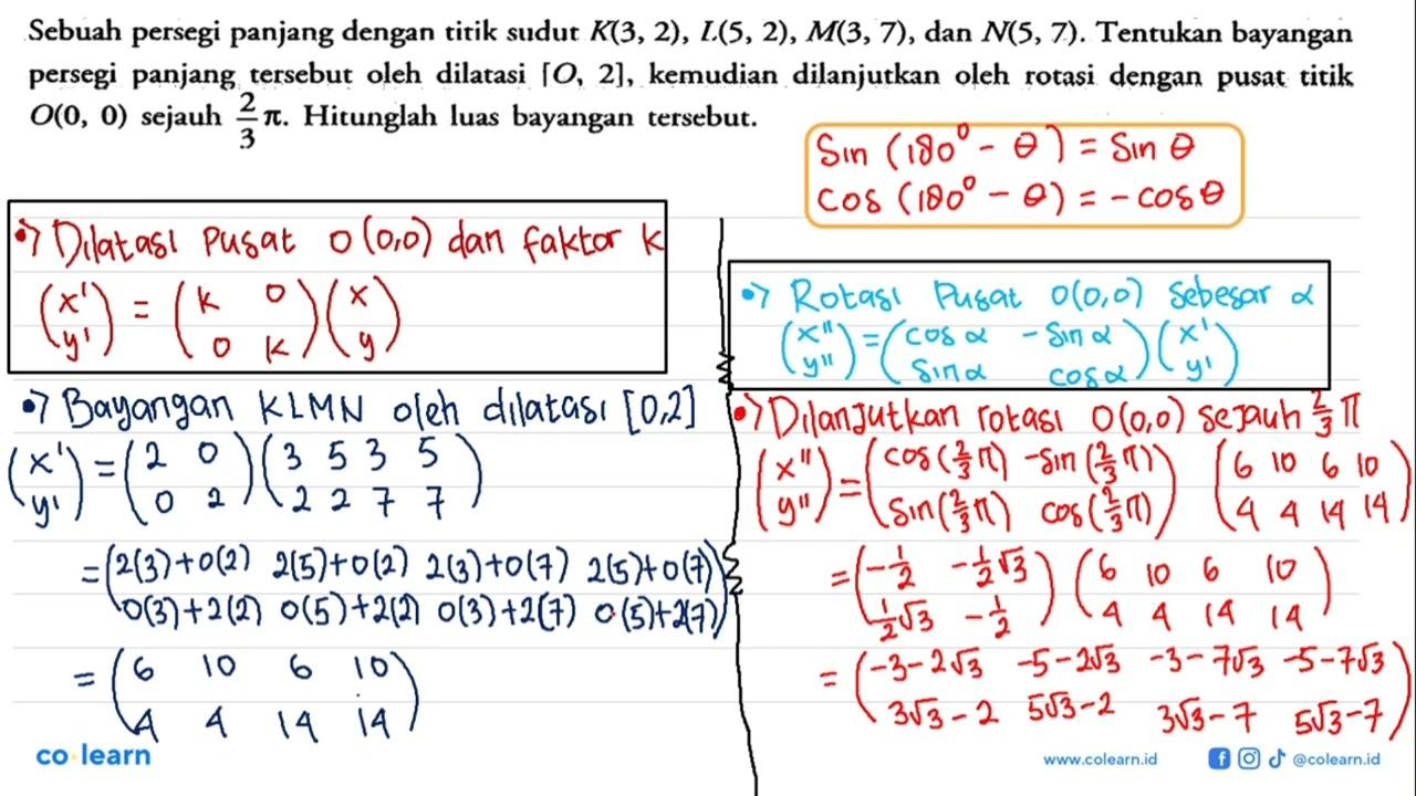 Sebuah persegi panjang dengan titik sudut K(3,2), L(5,2),