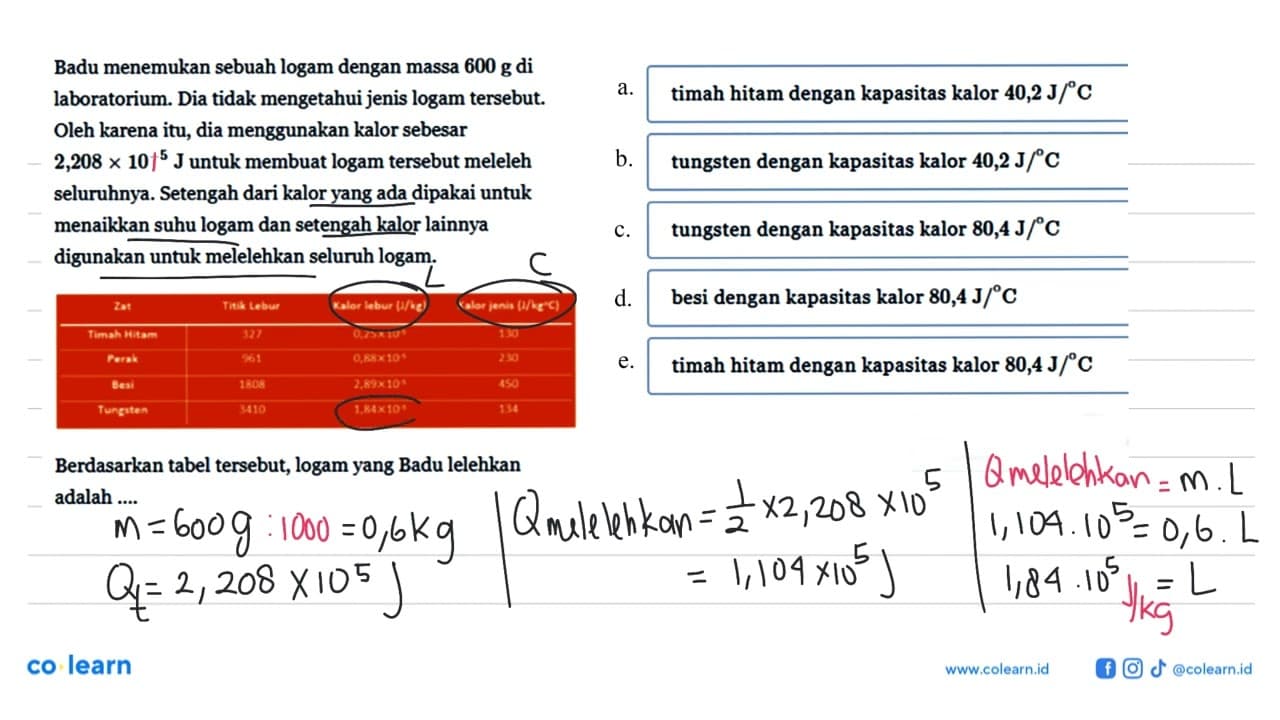 Badu menemukan sebuah logam dengan massa 600 g di