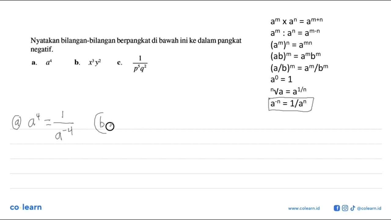 Nyatakan bilangan-bilangan berpangkat di bawah ini ke dalam