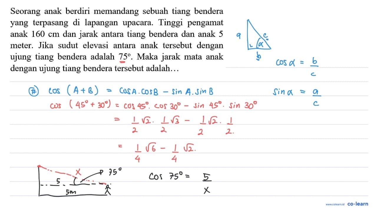 Seorang anak berdiri memandang sebuah tiang bendera yang