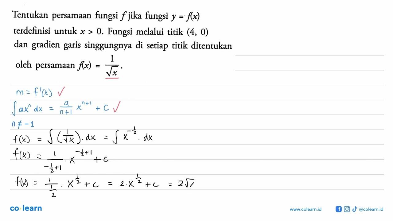 Tentukan persamaan fungsi f jika fungsi y=f(x) terdefinisi