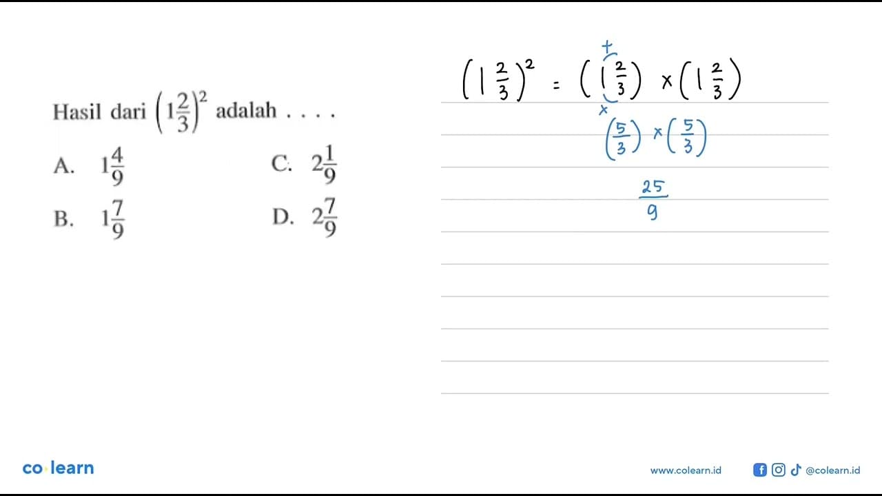 Hasil dari (1 2/3)^2 adalah....