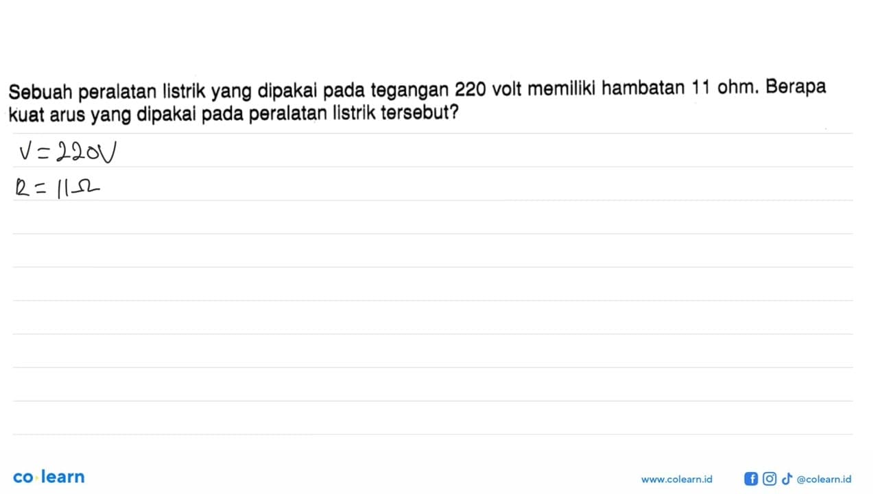 Sebuah peralatan listrik yang dipakai pada tegangan 220