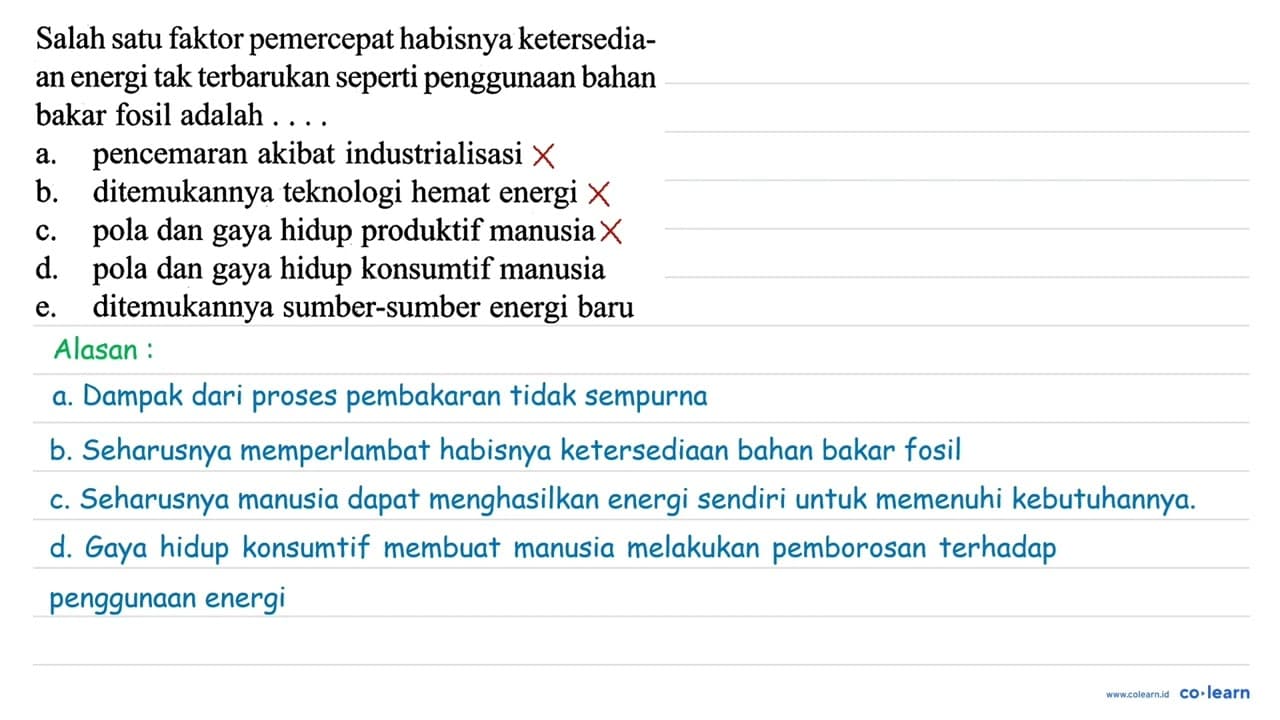 Salah satu faktor pemercepat habisnya ketersediaan energi