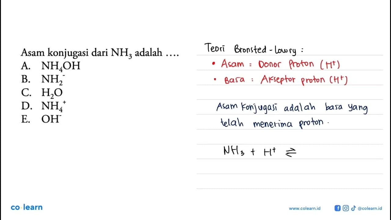 Asam konjugasi dari NH3 adalah ... .