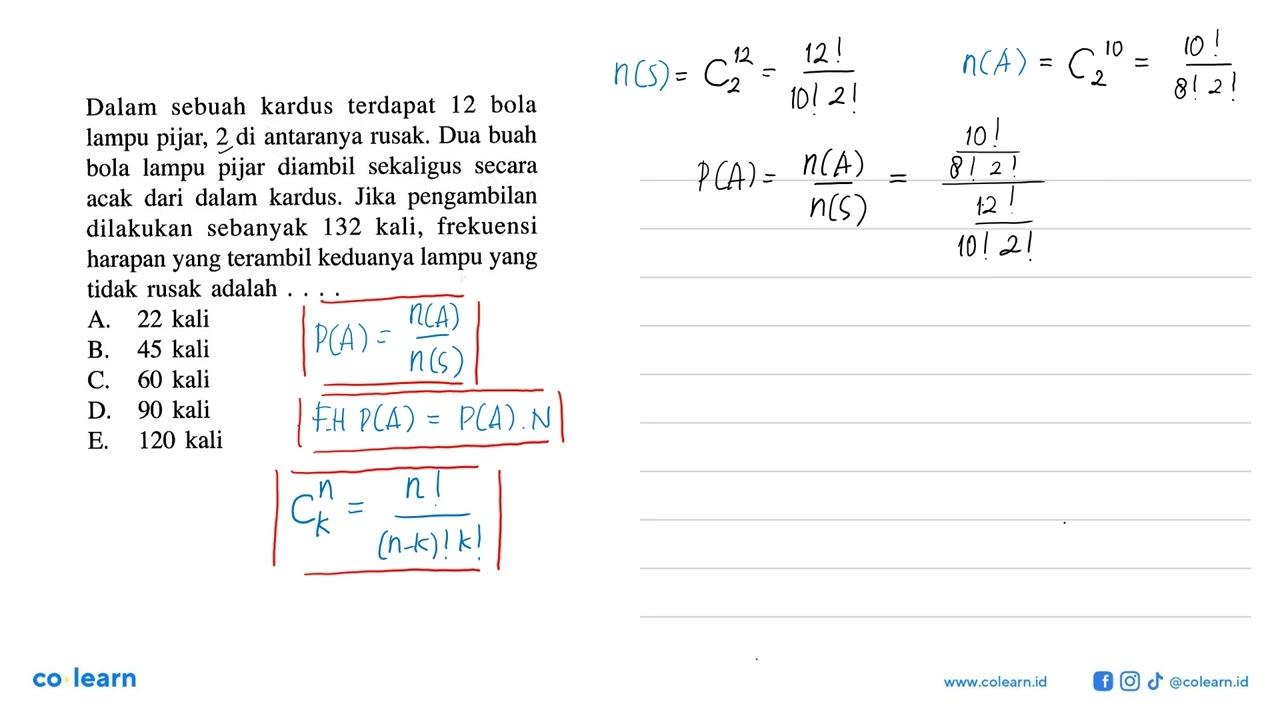 Dalam sebuah kardus terdapat 12 bola lampu pijar, 2 di